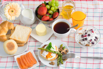Breakfast seeing from the top view