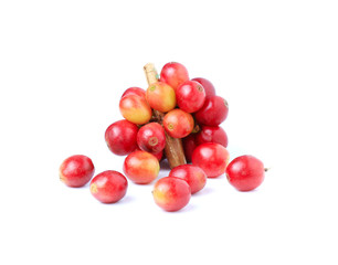 fresh coffee beans isolated on white background