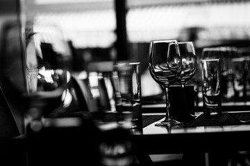Table setting in restaurant