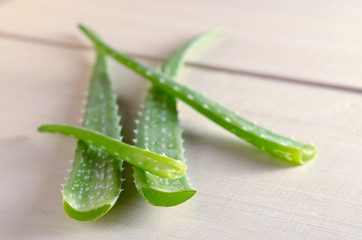 Aloe vera isolated on wooden board background