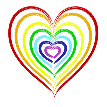 Heart painted in rainbow colors