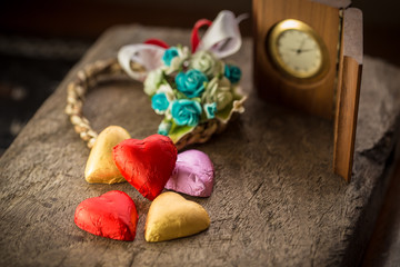 Valentines Day background with red hearts