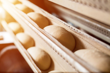 Private bakery. Bread oven. Production of bread. Bread baking in the oven. Workshop of making...
