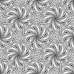 Fototapeta premium Black and white seamless pattern. Ethnic henna hand drawn background for coloring book, textile or wrapping.
