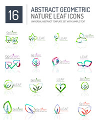 Geometric leaf icon set