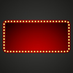 Signboard for text with light bulbs. Vector illustration