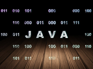 Software concept: Java in grunge dark room