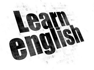 Studying concept: Learn English on Digital background