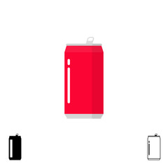 Drink can vector icons set isolated on white background, red can flat silhouette design, shape, outline line style