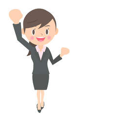 ガッツポーズをする女性会社員