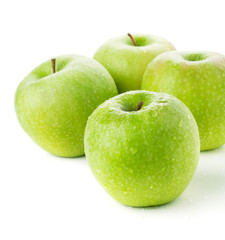 Four ripe green apples