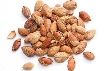 group of almonds background,isolate