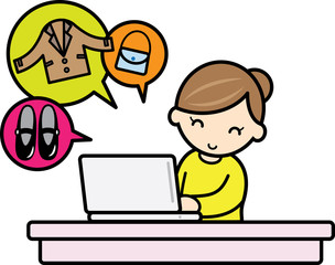 ネットショッピングをする女性