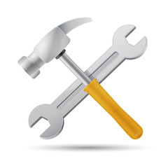 Tools icon. Hammer and wrench vector illustration