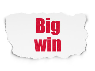 Obraz premium Finance concept: Big Win on Torn Paper background