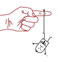 big hand with cartoon character - harassment