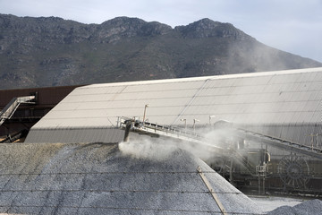 Machinery working on a cement production plant