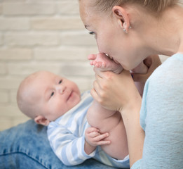 Mother with infant boy