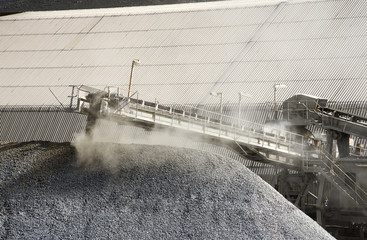 Machinery working on a cement production plant