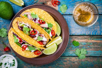 corn tacos with pork and vegetables