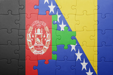 puzzle with the national flag of bosnia and herzegovina and afghanistan