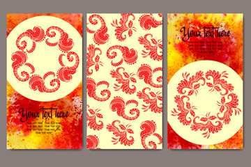 Business cards with watercolor background. Design element. 