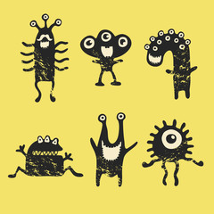  vector set of cartoon cute monsters