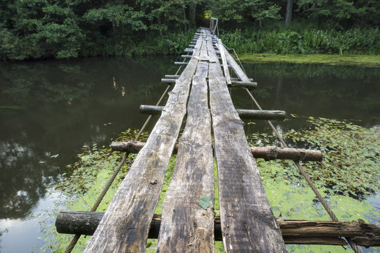 Fototapeta wooden rope bridge