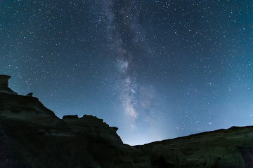 Fototapeta premium The Milky Way from Sarakiniko beach in Milos island in Greece.