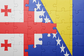 puzzle with the national flag of bosnia and herzegovina and georgia