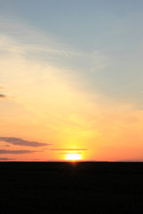Sunset sky background. Beautiful sky. Landscape. Sunny sunset in a field.