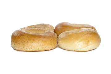 four bagels on white
