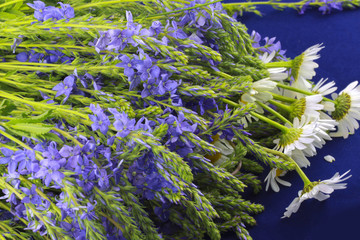 Carelessly thrown bouquet of wildflowers