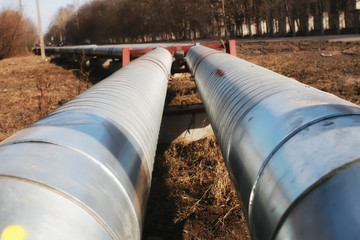 silver pipes oil outside
