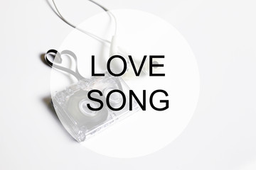 love song background om audio cassette tape shape heart