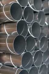 Ventilation metal pipes. Galvanized iron pipes.