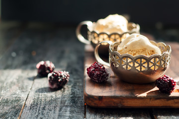 Two portions of delicious caramel ice cream 