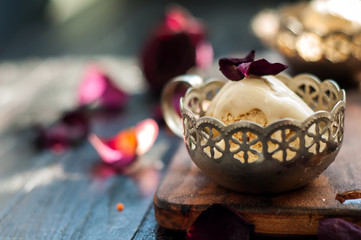 Two portions of delicious caramel ice cream 