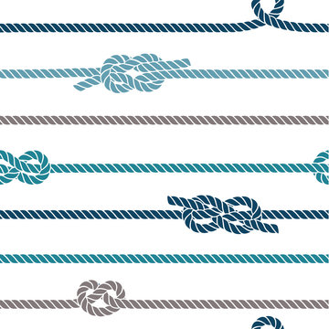 Seamless Marine Pattern, Knots And Rope