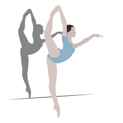 Illustration with a ballet dancer in the dance.