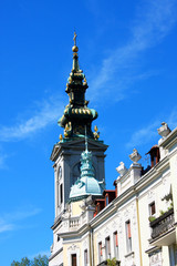 Fototapeta premium Belgrade - street and Saborna crkva orthodox church