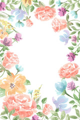 floral panel in retro style illustration of a watercolor