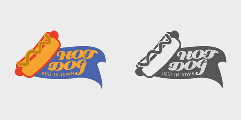 Vector Hotdog logo and badges template or concepts for your design. Monochrome and color