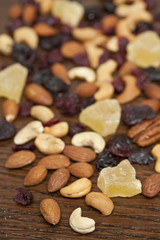 scattered dried nuts and dried fruits