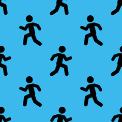 Icono plano patrón con corredor sobre fondo azul