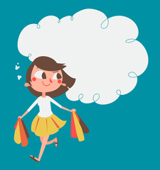 Cartoon Girl Shopping