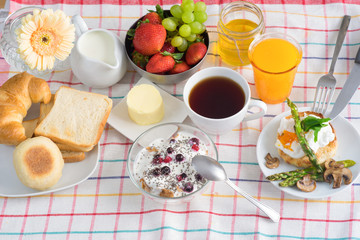 Breakfast seeing from the top view