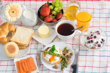 Breakfast seeing from the top view