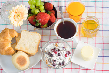 Breakfast seeing from the top view
