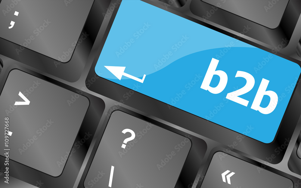 Poster word b2b on digital keyboard key. keyboard keys icon button vector